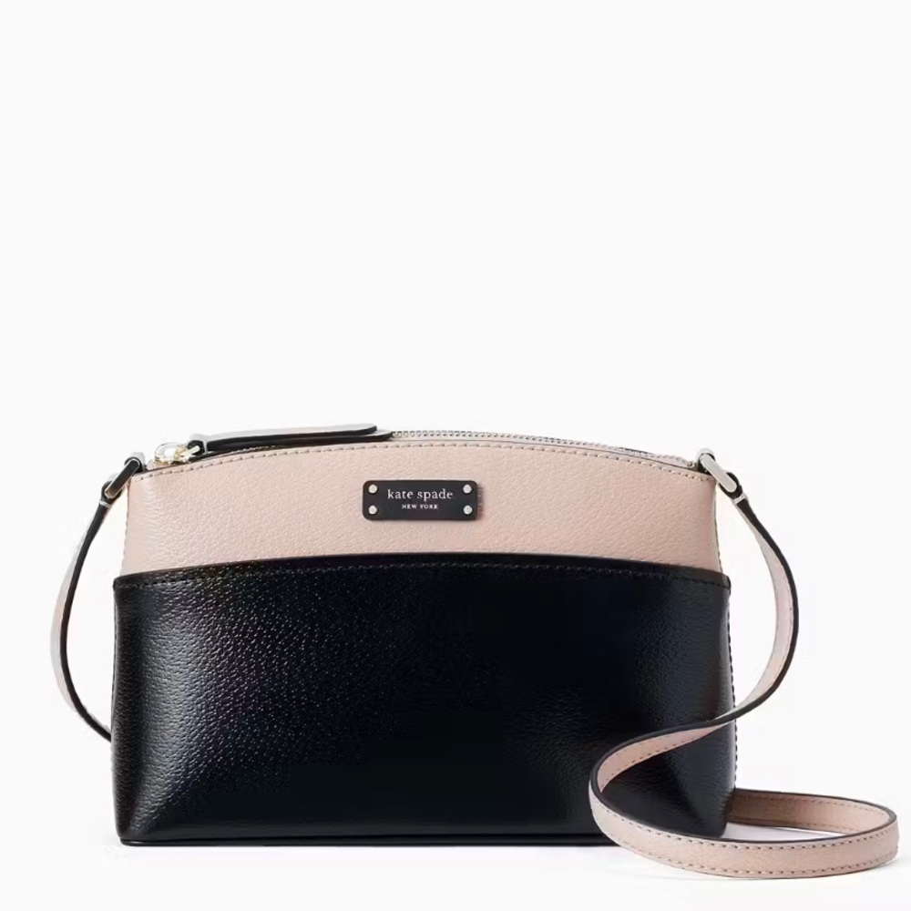 Kate Spade Jeanne Color Block Crossbody Purse Beige Black Bag Authentic Leather